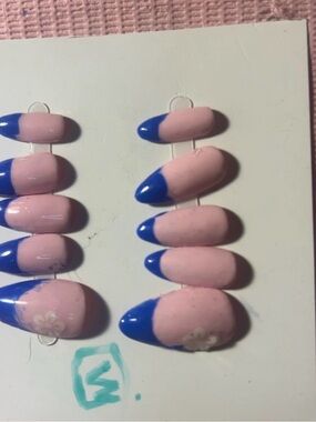 Pink and Blue French Tip Press-On Nails